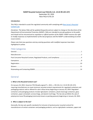 NJDEP 回收内容法律常见问题解答 (NJSA 13:1E-99.135-157)
